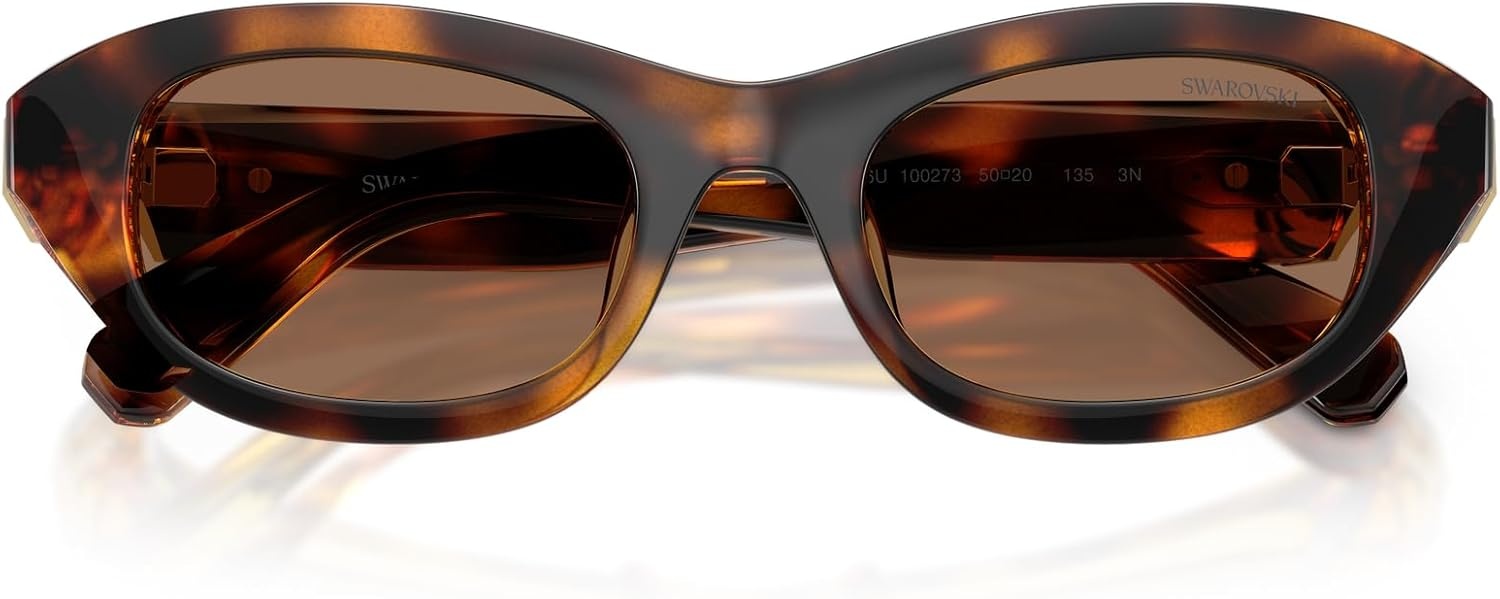 image:imageSwarovski womens Sk6036u Universal Fit Square SunglassesHavanaDark Brown