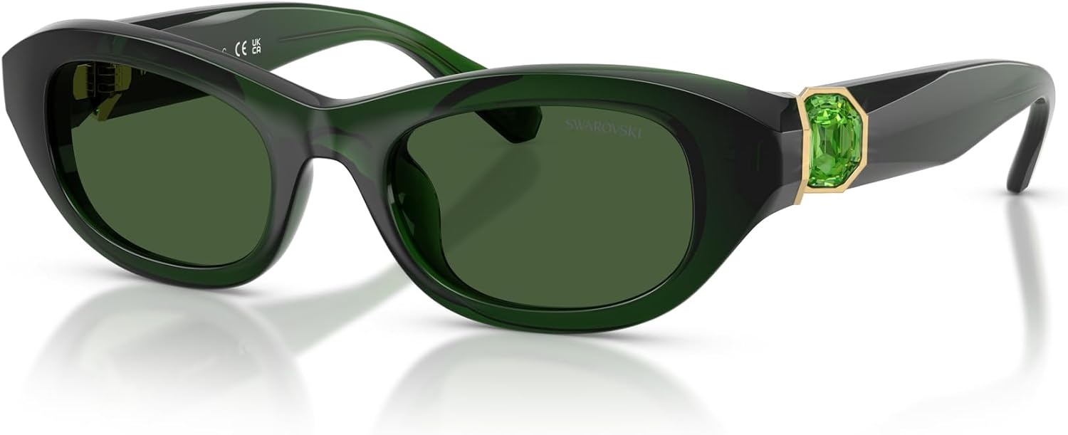 image:imageSwarovski womens Sk6036u Universal Fit Square SunglassesMilky Dark GreenDark Green