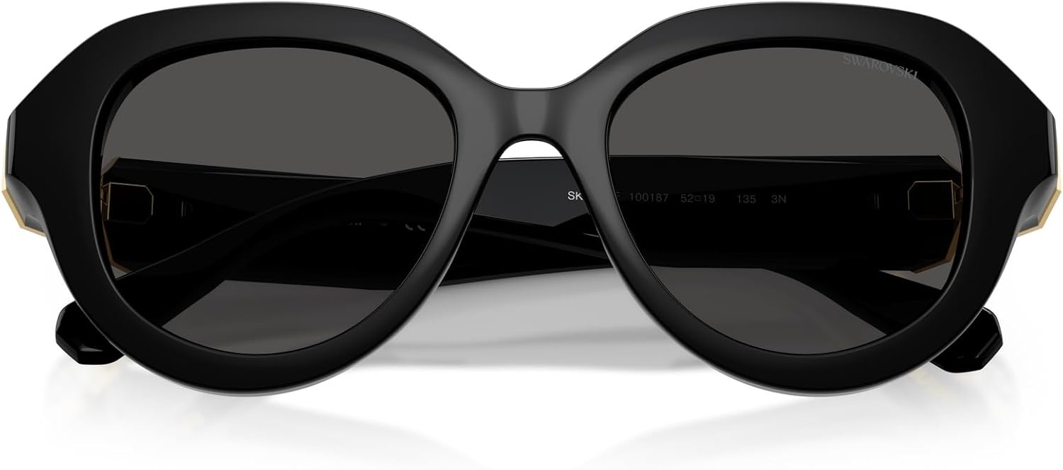 image:imageSwarovski womens Sk6037f Low Bridge Fit Round SunglassesBlackDark Grey