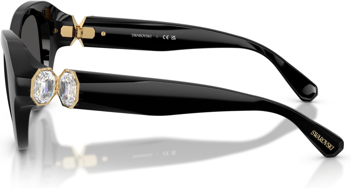 image:imageSwarovski womens Sk6037f Low Bridge Fit Round SunglassesBlackDark Grey