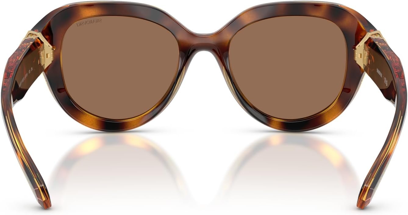 image:imageSwarovski womens Sk6037f Low Bridge Fit Round SunglassesHavanaDark Brown