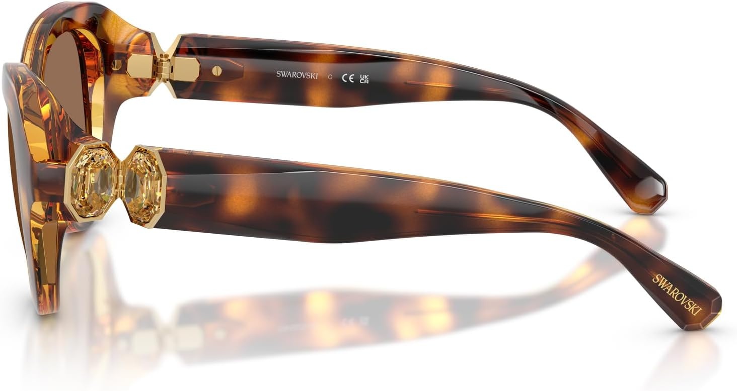 image:imageSwarovski womens Sk6037f Low Bridge Fit Round SunglassesHavanaDark Brown