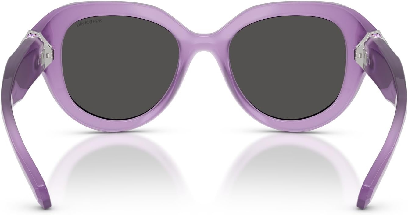 image:imageSwarovski womens Sk6037f Low Bridge Fit Round SunglassesMilky LilacDark Grey