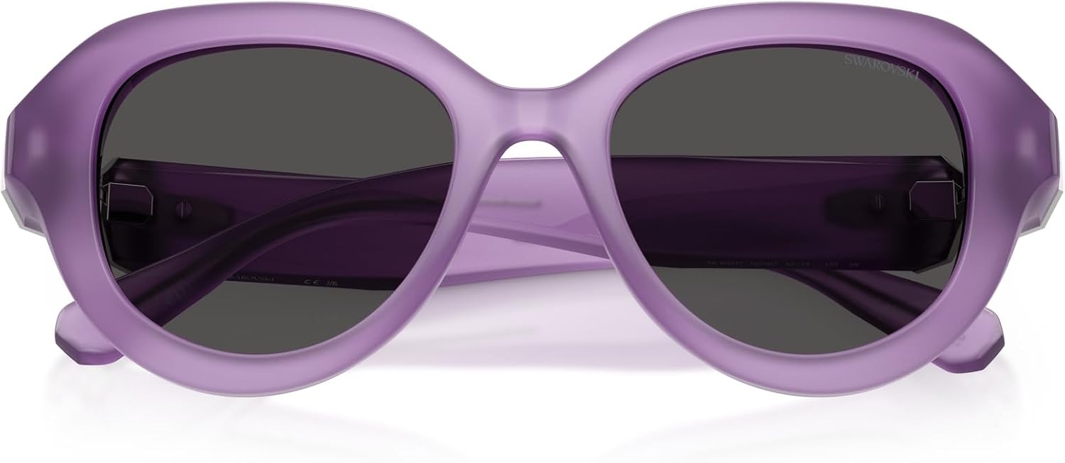 image:imageSwarovski womens Sk6037f Low Bridge Fit Round SunglassesMilky LilacDark Grey