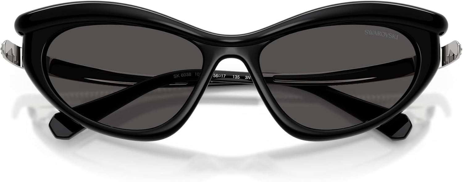 image:imageSwarovski womens Sk6038 Cat Eye SunglassesBlackDark Grey