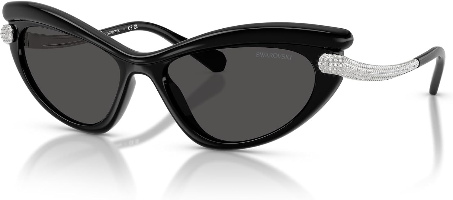 image:imageSwarovski womens Sk6038 Cat Eye SunglassesBlackDark Grey