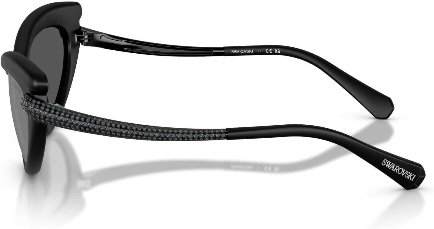 image:imageSwarovski womens Sk6038 Cat Eye SunglassesMatte BlackGrey Mirrored Black