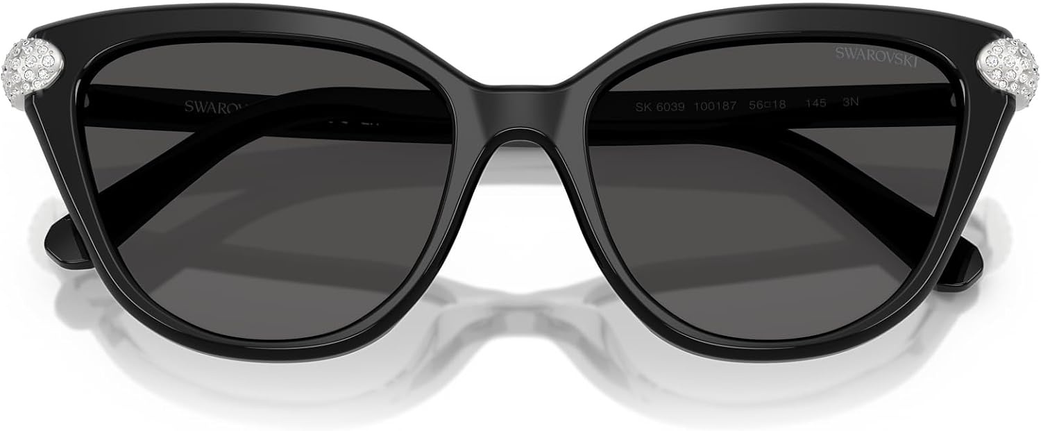 image:imageSwarovski womens Sk6039 Cat Eye SunglassesBlackDark Grey