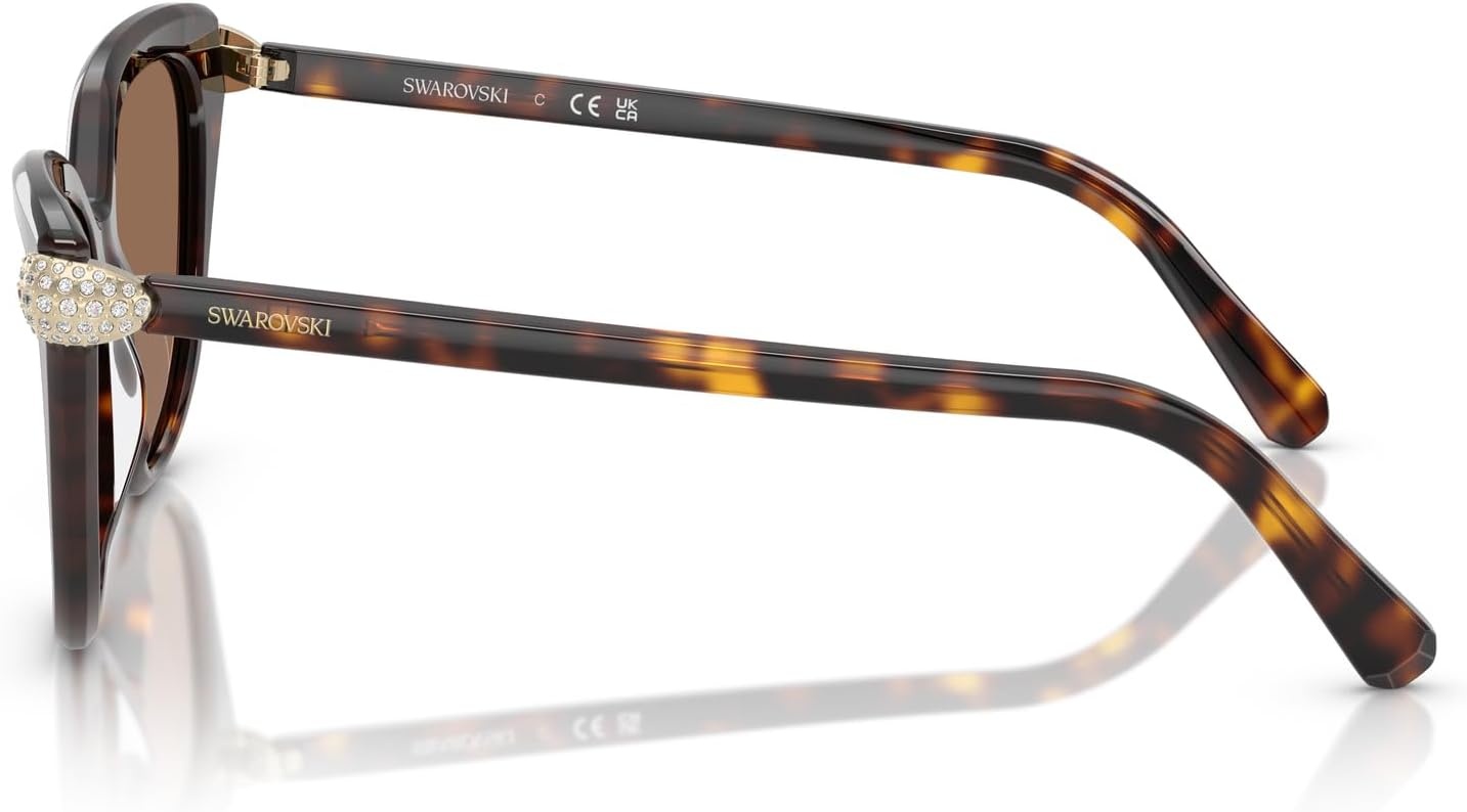 image:imageSwarovski womens Sk6039 Cat Eye SunglassesHavanaDark Brown