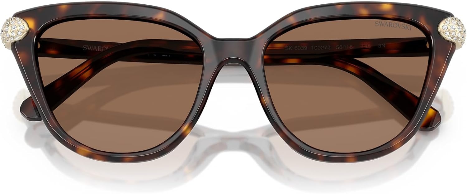 image:imageSwarovski womens Sk6039 Cat Eye SunglassesHavanaDark Brown