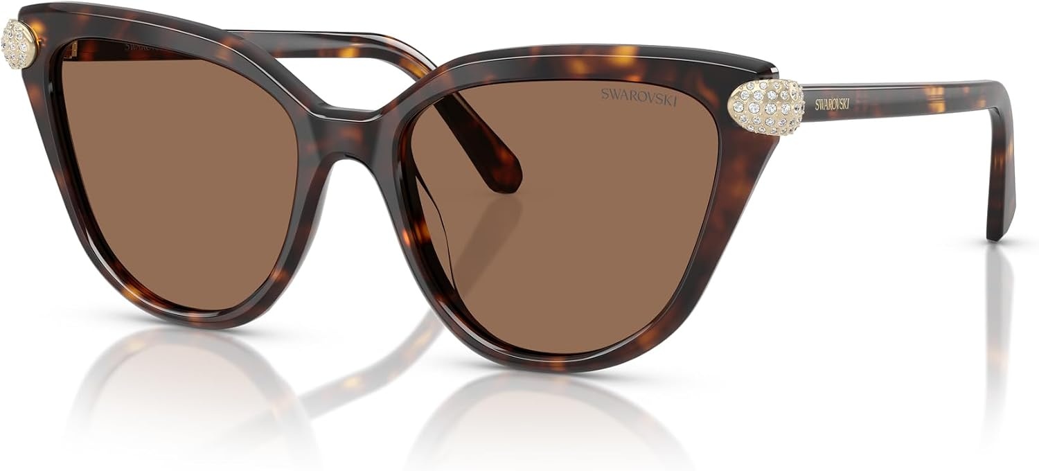 image:imageSwarovski womens Sk6039 Cat Eye SunglassesHavanaDark Brown