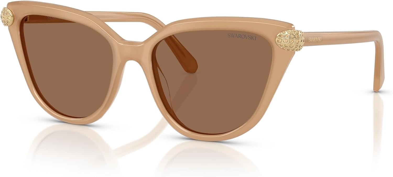 image:imageSwarovski womens Sk6039 Cat Eye SunglassesMilky BeigeBronze