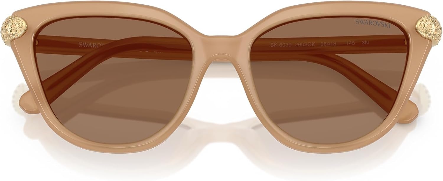 image:imageSwarovski womens Sk6039 Cat Eye SunglassesMilky BeigeBronze