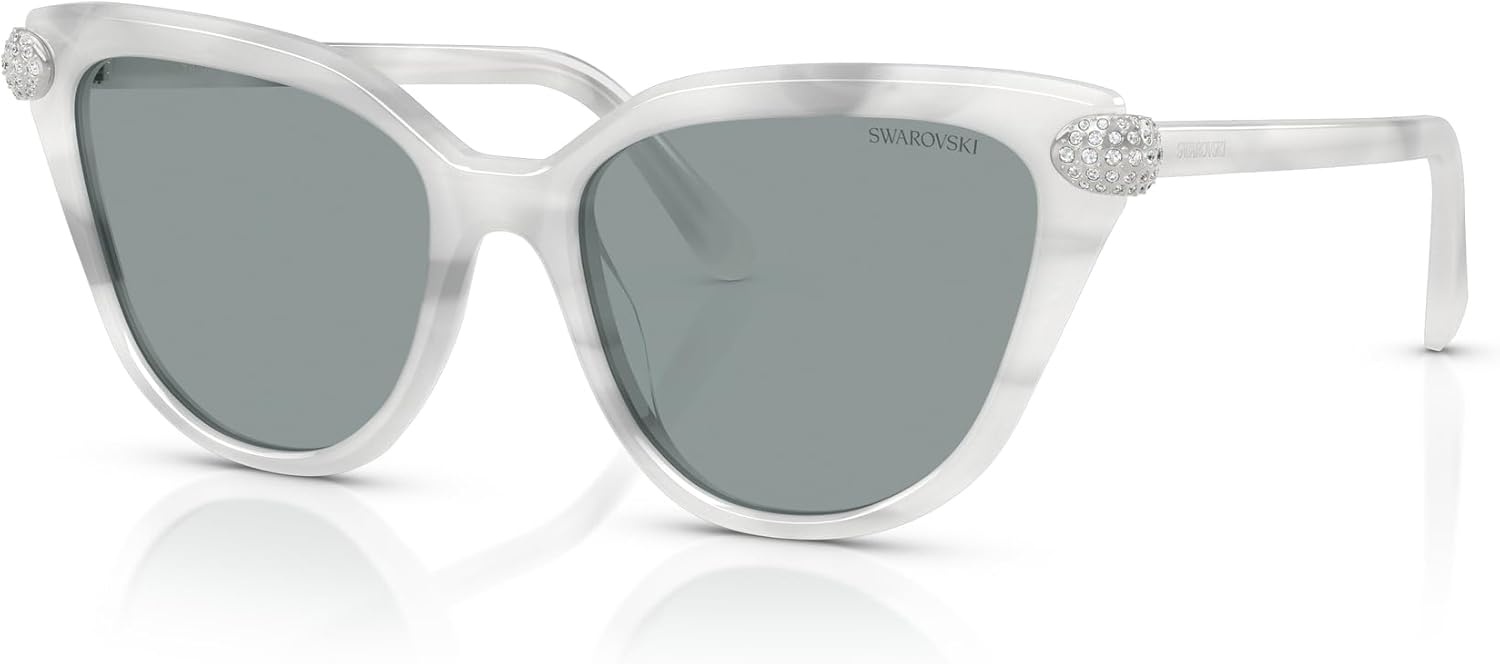 image:imageSwarovski womens Sk6039 Cat Eye SunglassesWhite HavanaDark Grey