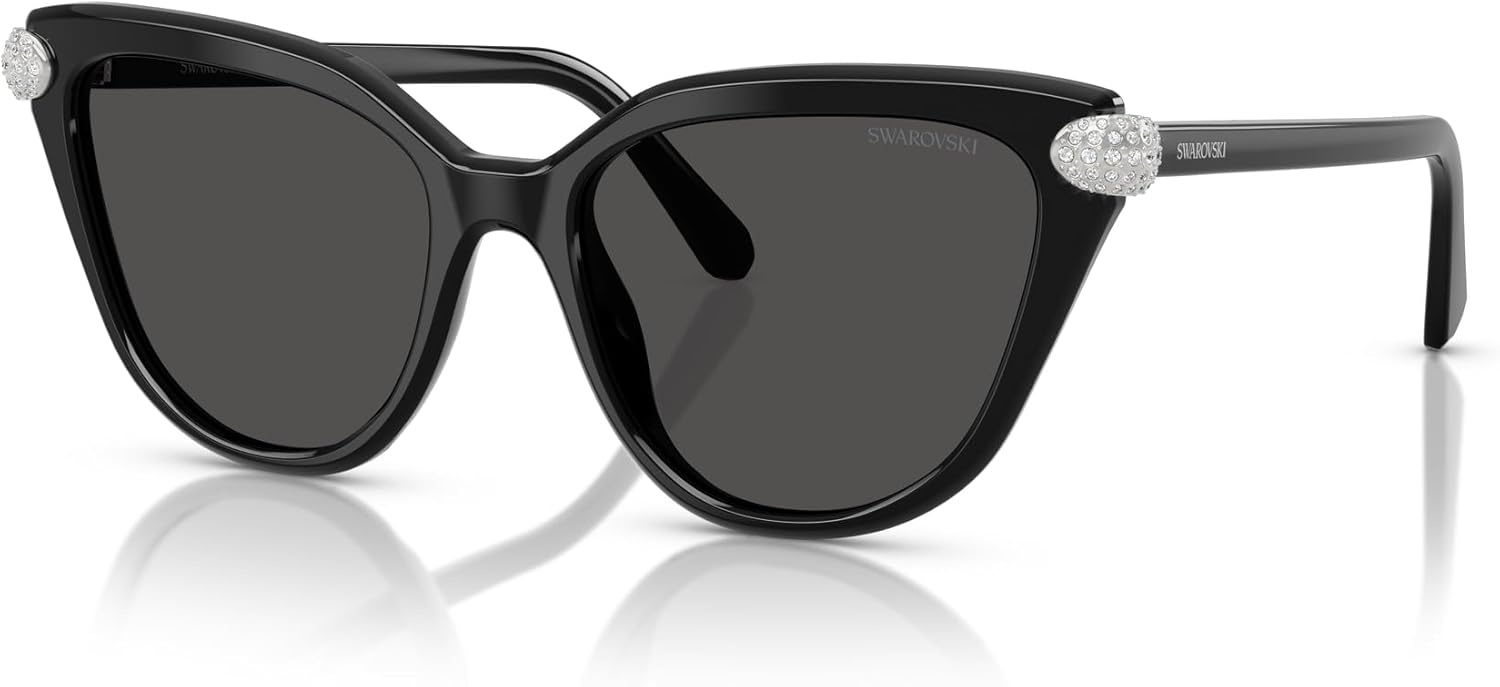image:imageSwarovski womens Sk6039f Low Bridge Fit Cat Eye SunglassesBlackDark Grey