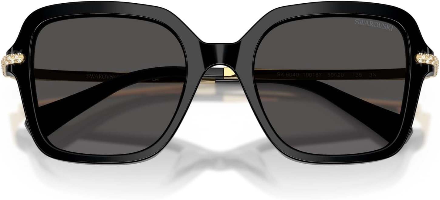 image:imageSwarovski womens Sk6040 Square SunglassesBlackDark Grey