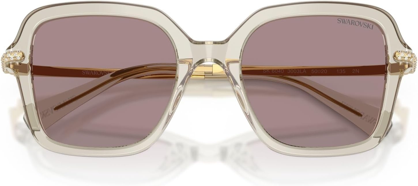 image:imageSwarovski womens Sk6040 Square SunglassesTransparent BeigeViolet