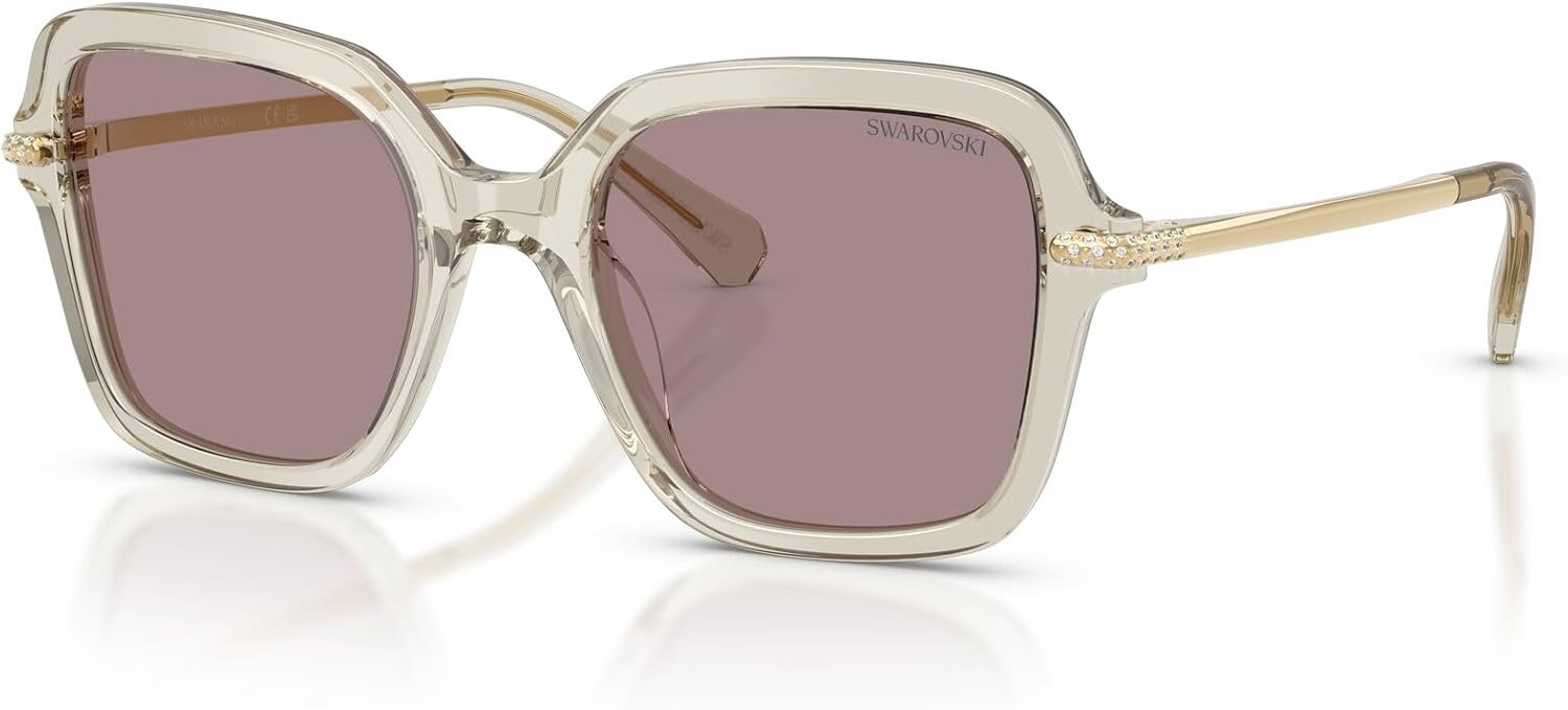 image:imageSwarovski womens Sk6040 Square SunglassesTransparent BeigeViolet