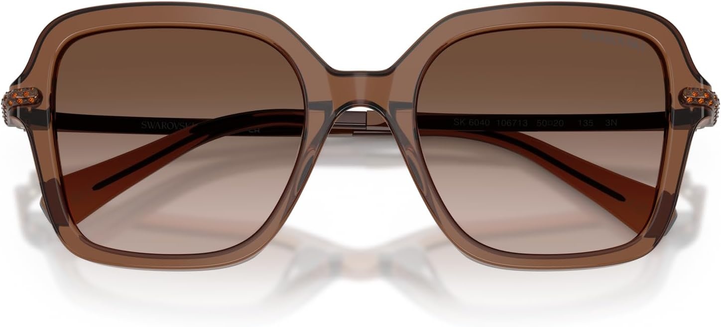 image:imageSwarovski womens Sk6040 Square SunglassesTransparent BrownBrown Gradient