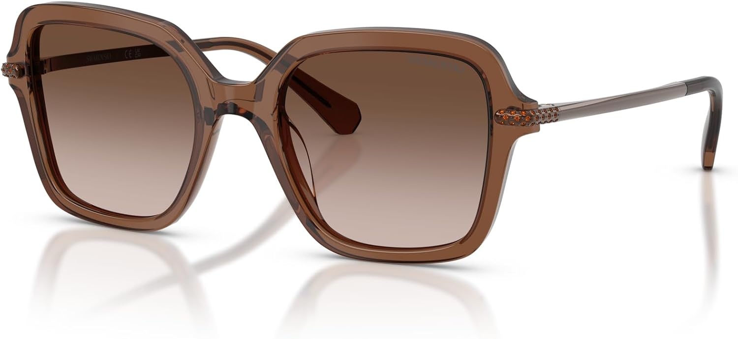 image:imageSwarovski womens Sk6040 Square SunglassesTransparent BrownBrown Gradient