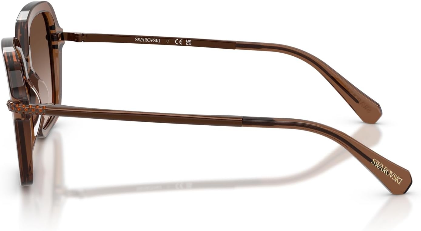 image:imageSwarovski womens Sk6040 Square SunglassesTransparent BrownBrown Gradient