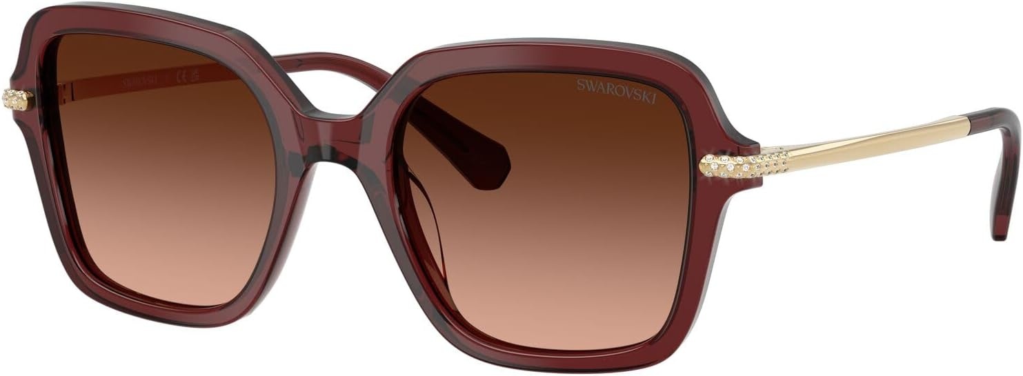image:imageSwarovski womens Sk6040 Square SunglassesTransparent BurgundyPink Gradient Grey