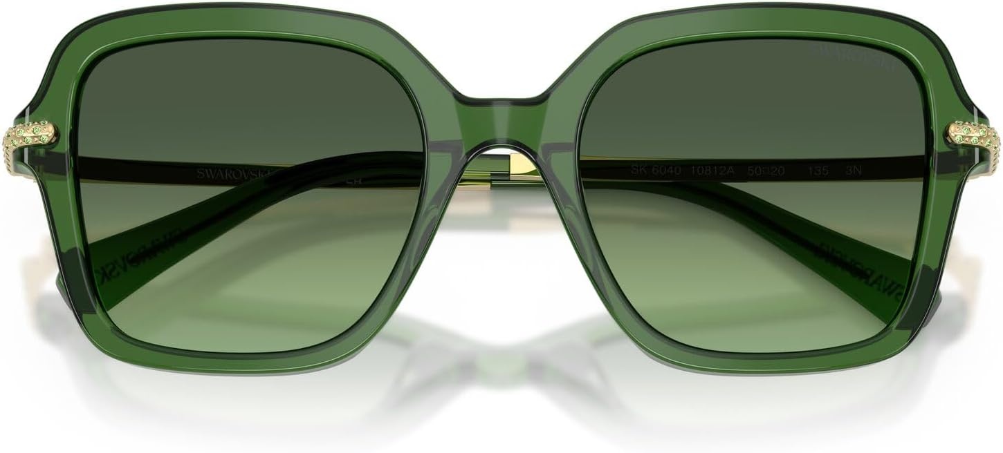 image:imageSwarovski womens Sk6040 Square SunglassesTransparent Dark GreenGreen Gradient