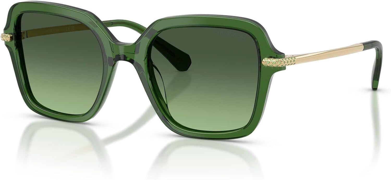image:imageSwarovski womens Sk6040 Square SunglassesTransparent Dark GreenGreen Gradient