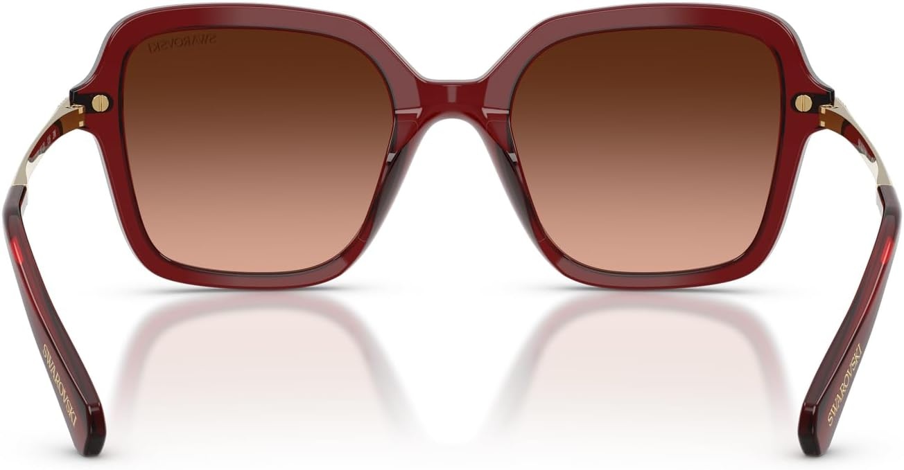 image:imageSwarovski womens Sk6040f Low Bridge Fit Square SunglassesTransparent BurgundyPink Gradient Grey