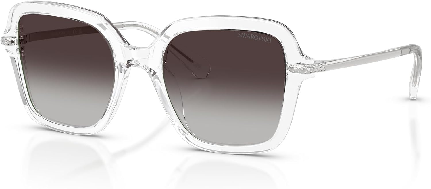 image:imageSwarovski womens Sk6040f Low Bridge Fit Square SunglassesTransparentGradient Grey