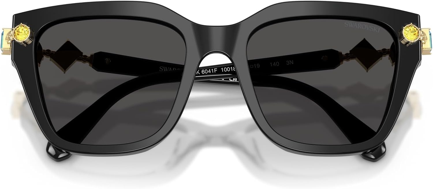 image:imageSwarovski womens Sk6041f Low Bridge Fit Square SunglassesBlackDark Grey