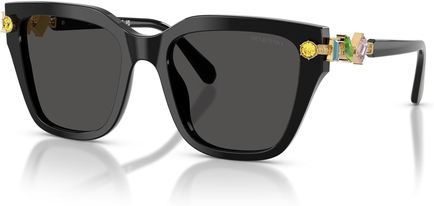 image:imageSwarovski womens Sk6041f Low Bridge Fit Square SunglassesBlackDark Grey