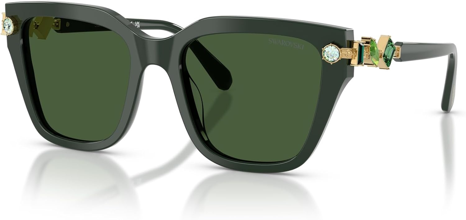 image:imageSwarovski womens Sk6041f Low Bridge Fit Square SunglassesDark GreenDark Green