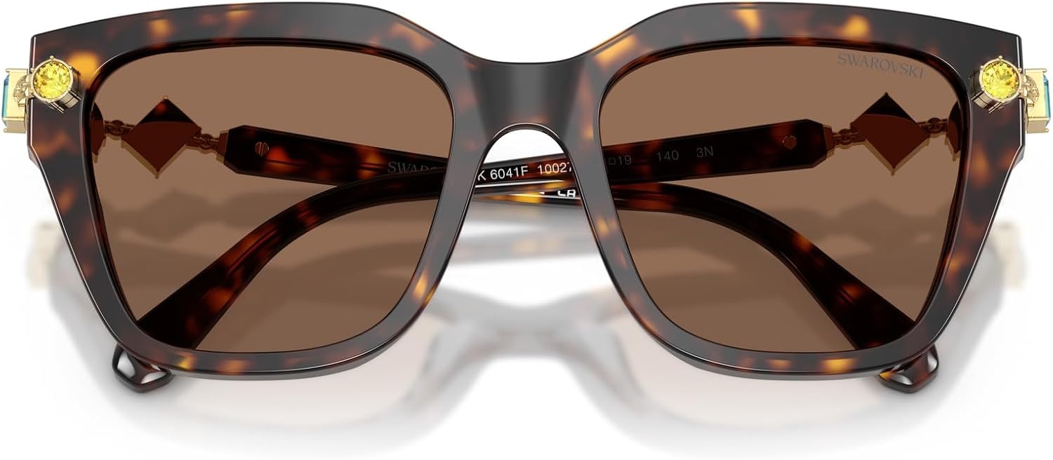 image:imageSwarovski womens Sk6041f Low Bridge Fit Square SunglassesHavanaDark Brown