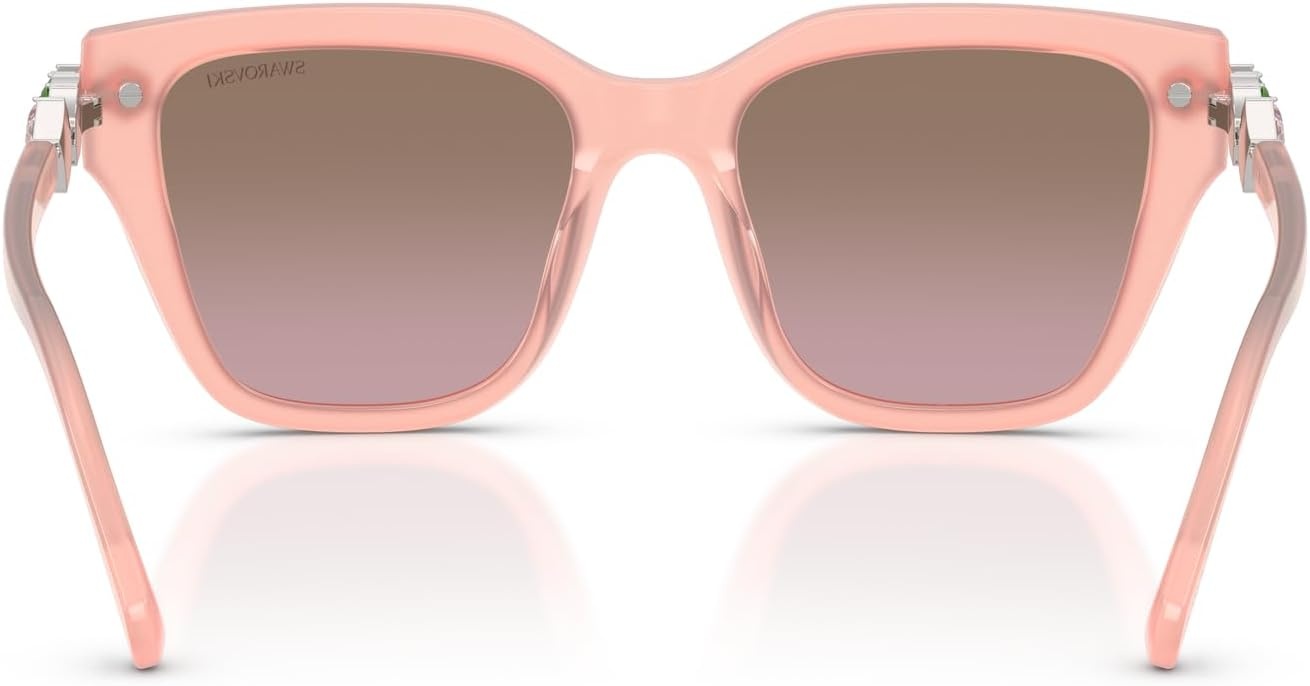 image:imageSwarovski womens Sk6041f Low Bridge Fit Square SunglassesMilky PinkDark Brown Dark Pink Gradient