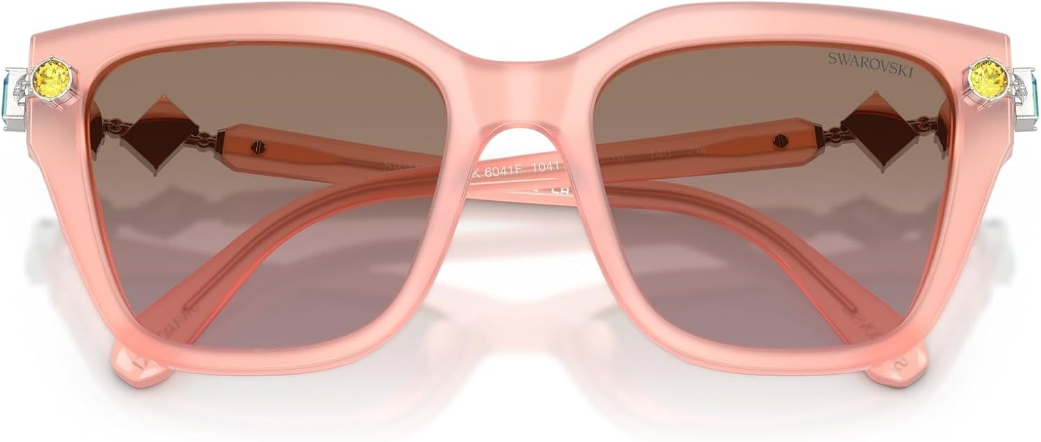 image:imageSwarovski womens Sk6041f Low Bridge Fit Square SunglassesMilky PinkDark Brown Dark Pink Gradient