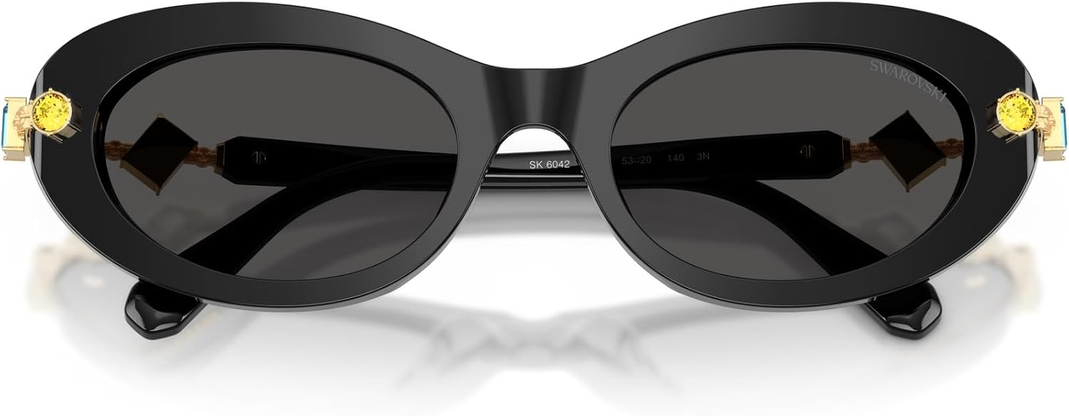 image:imageSwarovski womens Sk6042 Oval SunglassesBlackDark Grey