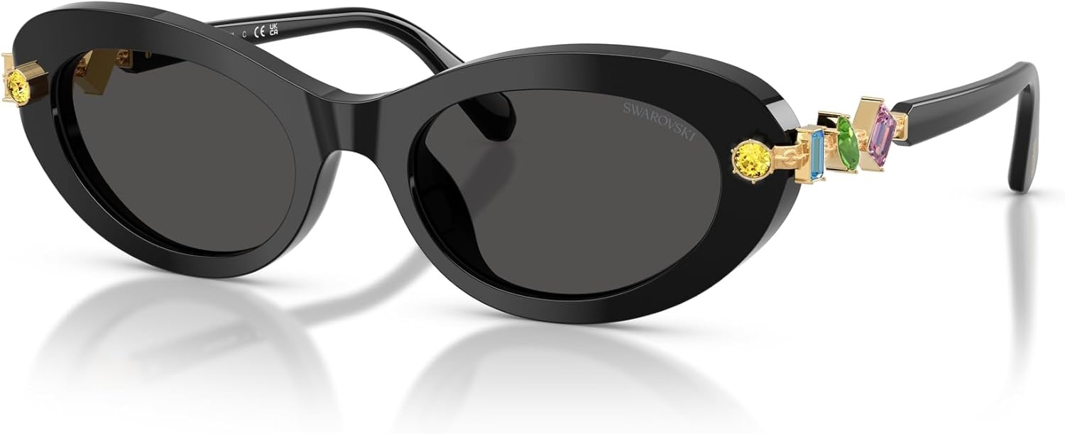 image:imageSwarovski womens Sk6042 Oval SunglassesBlackDark Grey