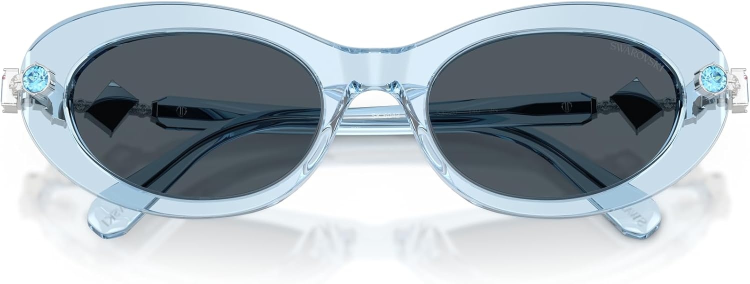 image:imageSwarovski womens Sk6042 Oval SunglassesTransparent Light BlueDark Grey