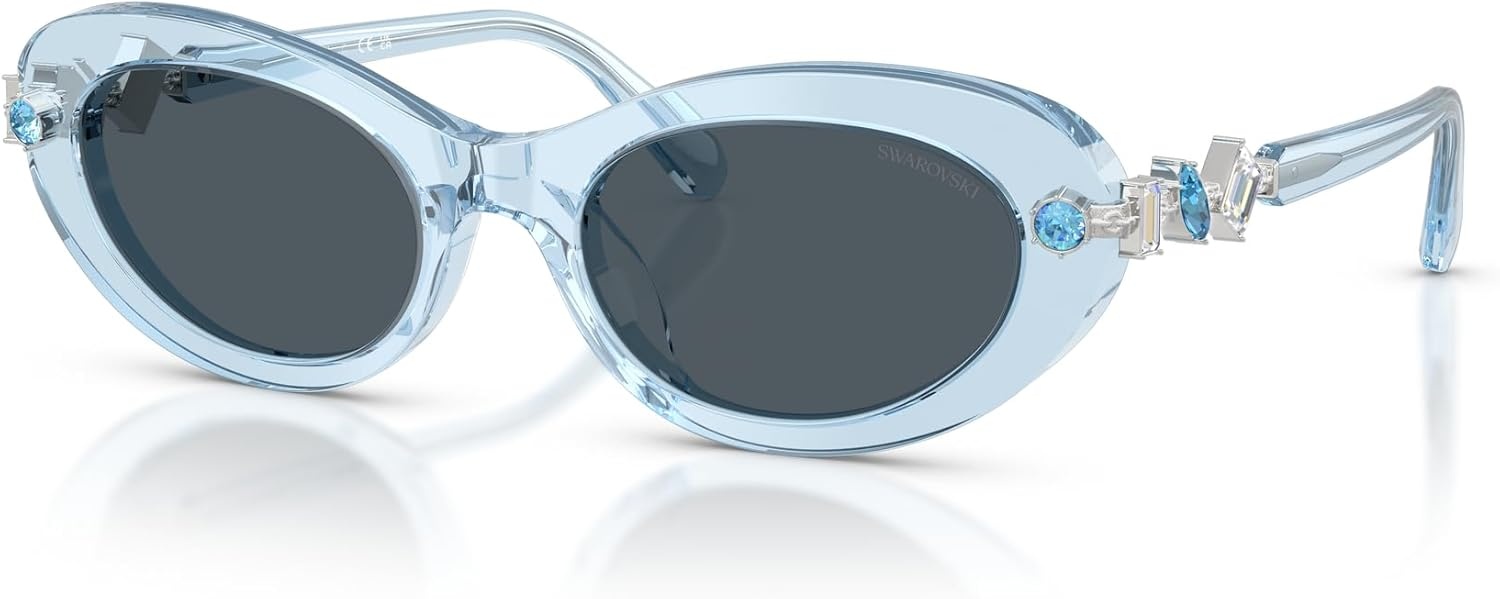 image:imageSwarovski womens Sk6042 Oval SunglassesTransparent Light BlueDark Grey
