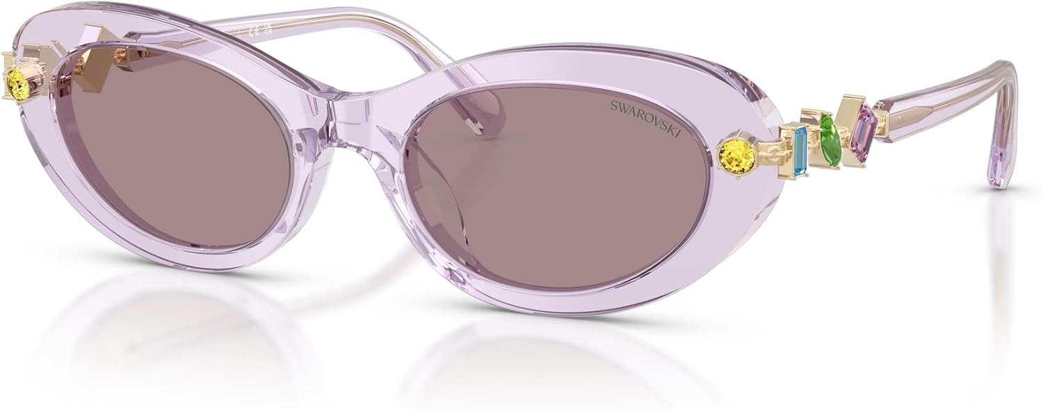 image:imageSwarovski womens Sk6042 Oval SunglassesTransparent LilacViolet