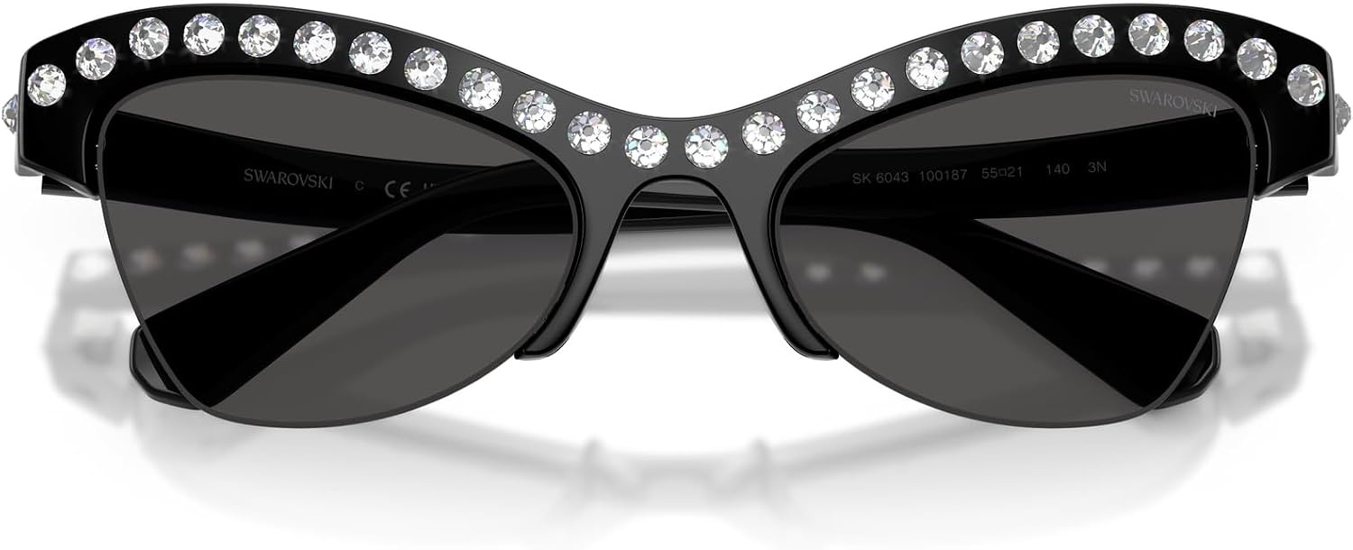 image:imageSwarovski womens Sk6043 Butterfly SunglassesBlackDark Grey