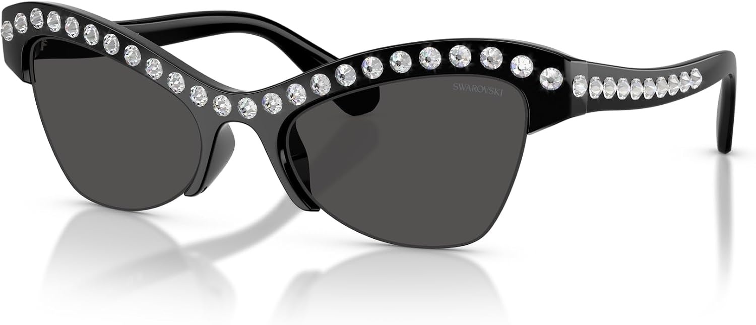 image:imageSwarovski womens Sk6043 Butterfly SunglassesBlackDark Grey