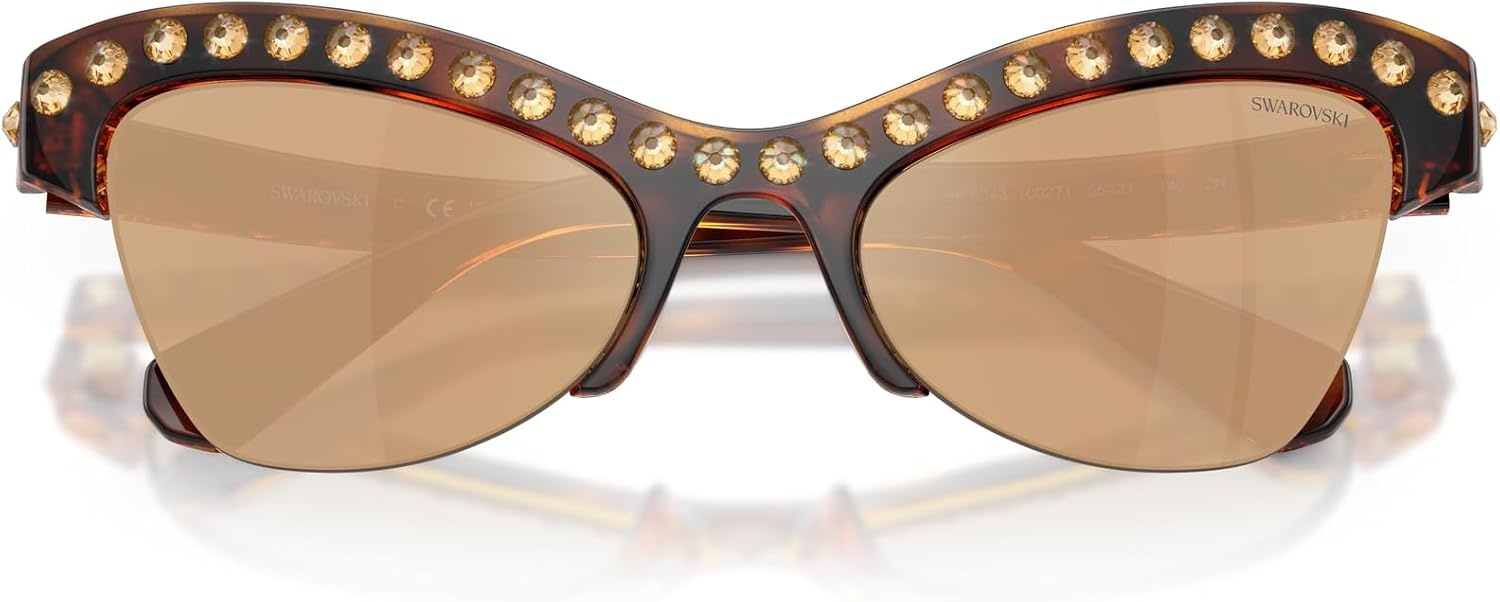 image:imageSwarovski womens Sk6043 Butterfly SunglassesHavanaDark Brown Mirrored Rose Gold