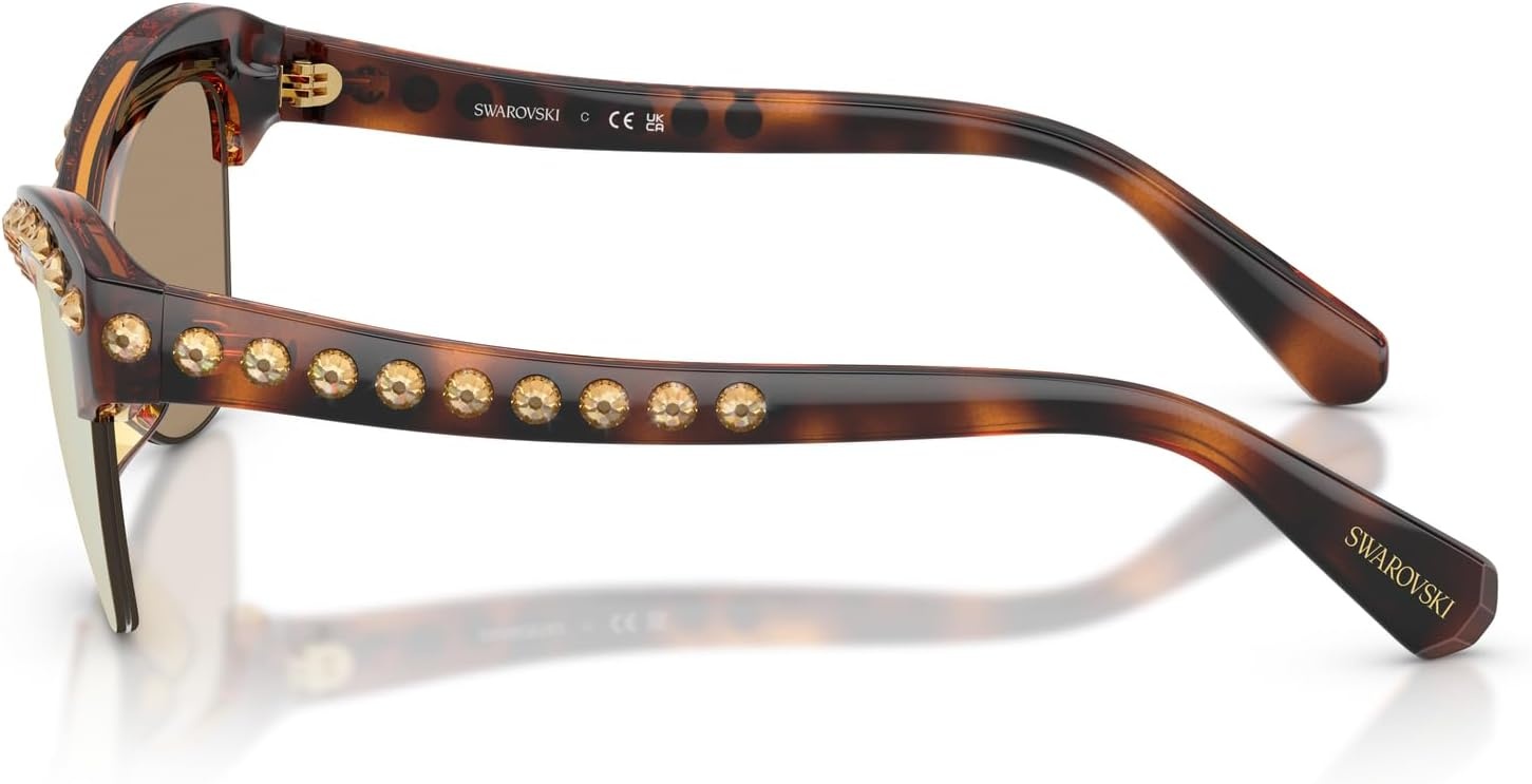 image:imageSwarovski womens Sk6043 Butterfly SunglassesHavanaDark Brown Mirrored Rose Gold