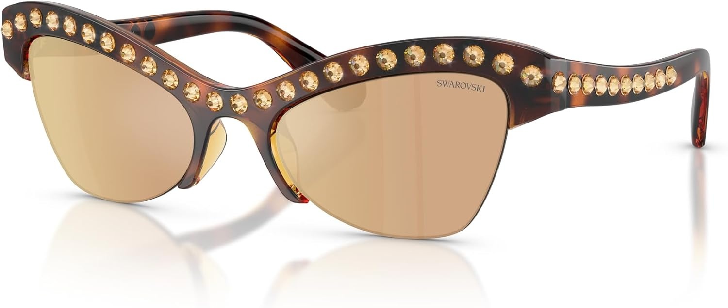 image:imageSwarovski womens Sk6043 Butterfly SunglassesHavanaDark Brown Mirrored Rose Gold