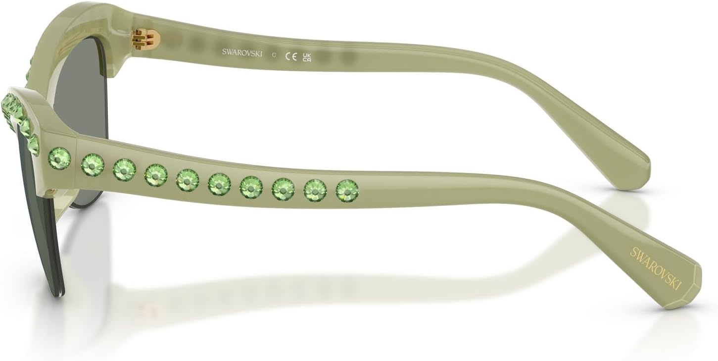 image:imageSwarovski womens Sk6043 Butterfly SunglassesMilky GreenGreen Mirrored Green
