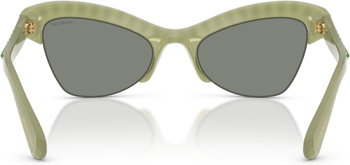 image:imageSwarovski womens Sk6043 Butterfly SunglassesMilky GreenGreen Mirrored Green