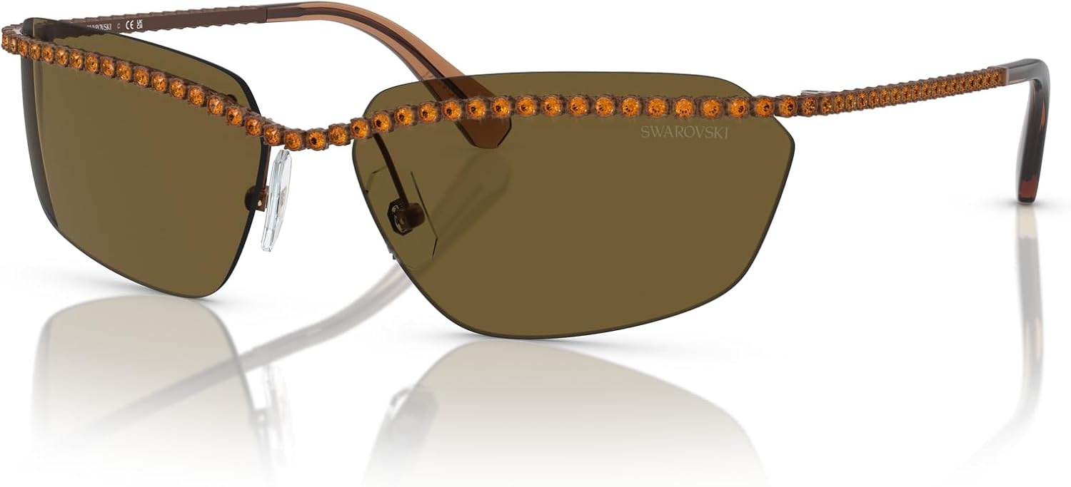 image:imageSwarovski womens Sk7001 Rectangular SunglassesBrownDark Brown