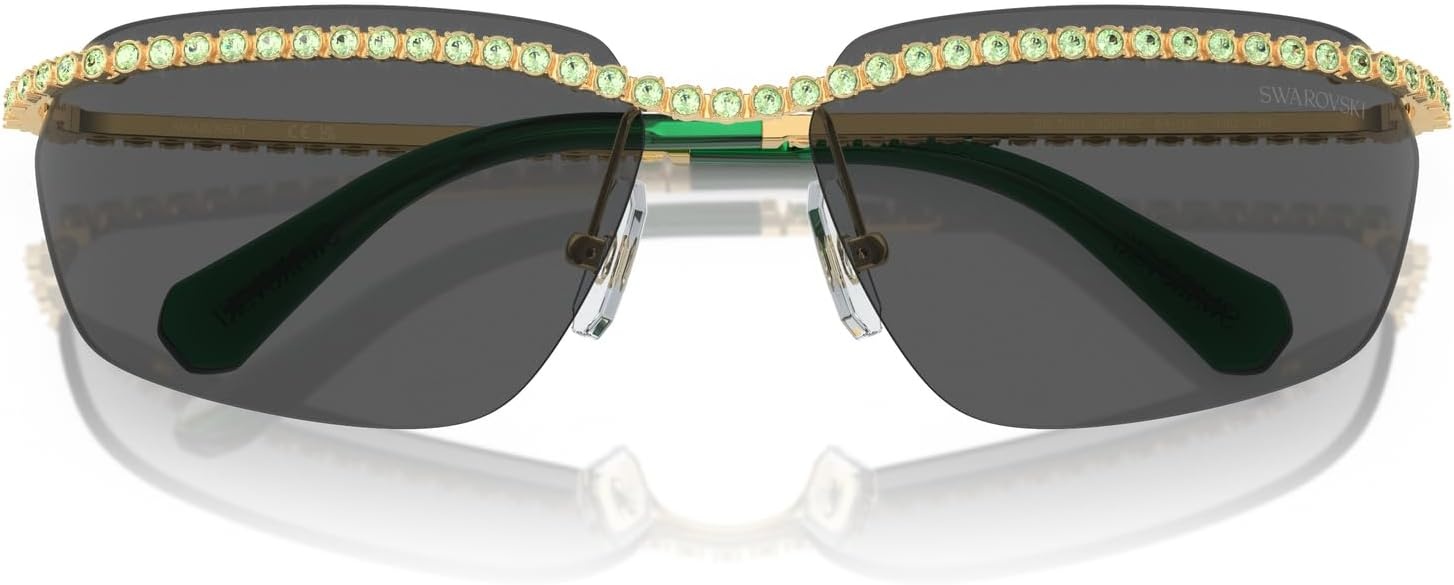 image:imageSwarovski womens Sk7001 Rectangular SunglassesGoldDark Grey